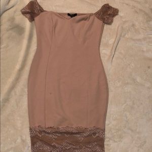 Rose gold off the shoulder dress